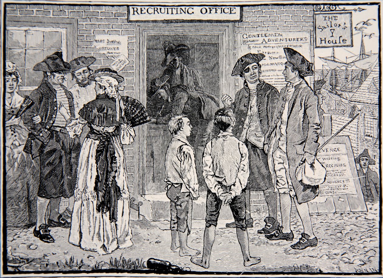 Et revolutionært rekrutteringskontor, New England af Howard Pyle
