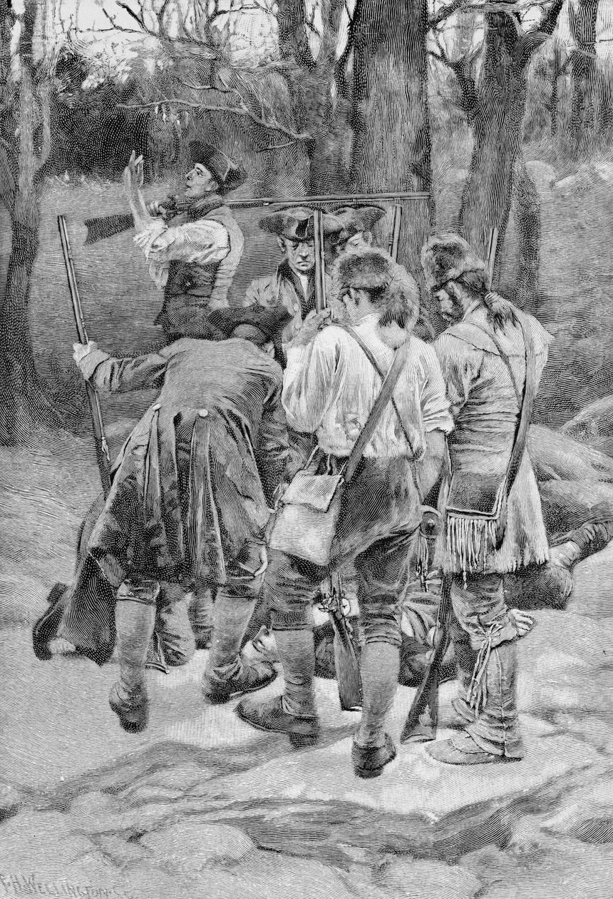 Finding the Body of One of their Companions, Scalped and Horribly Mangled, graveret af F.H. Wellington, illustration fra 