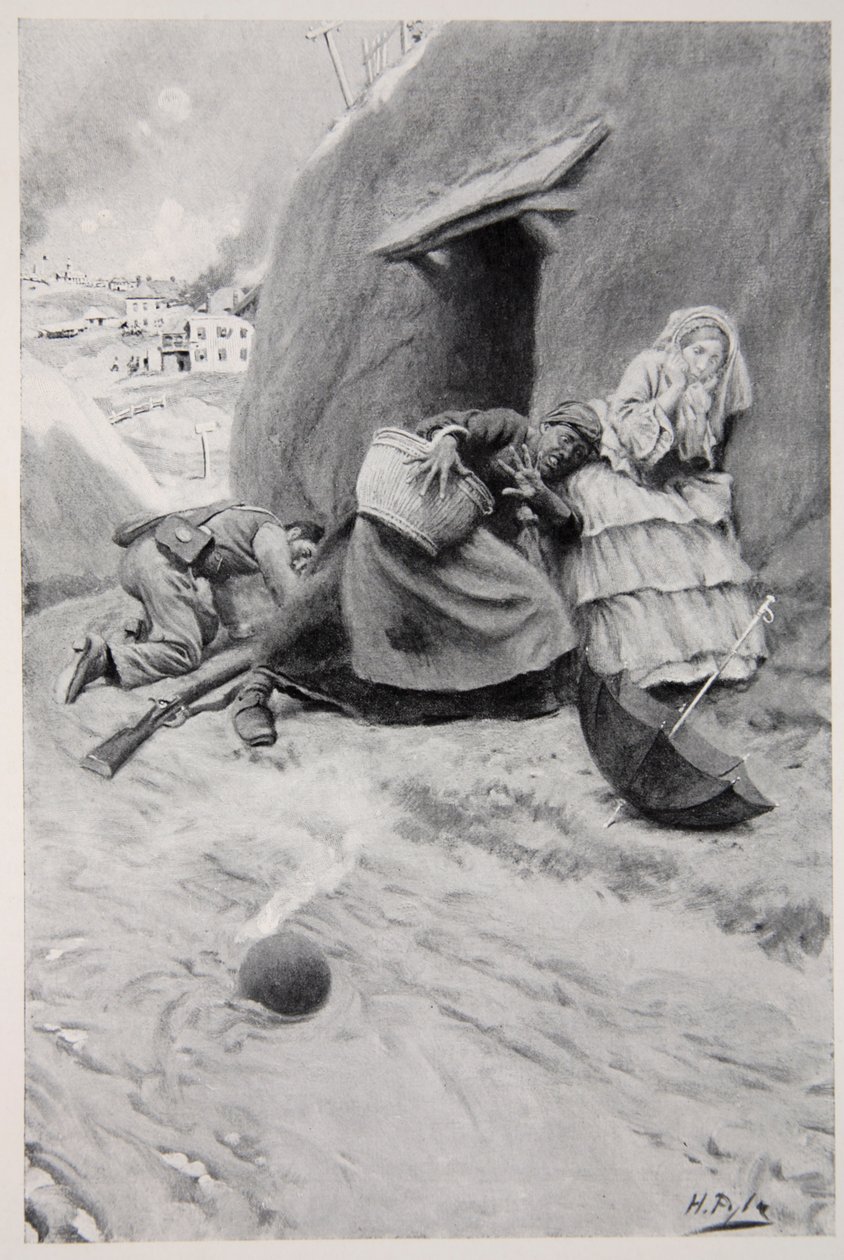 Ikke-kombattanter søgte ly under belejringen af Vicksburg af Howard Pyle