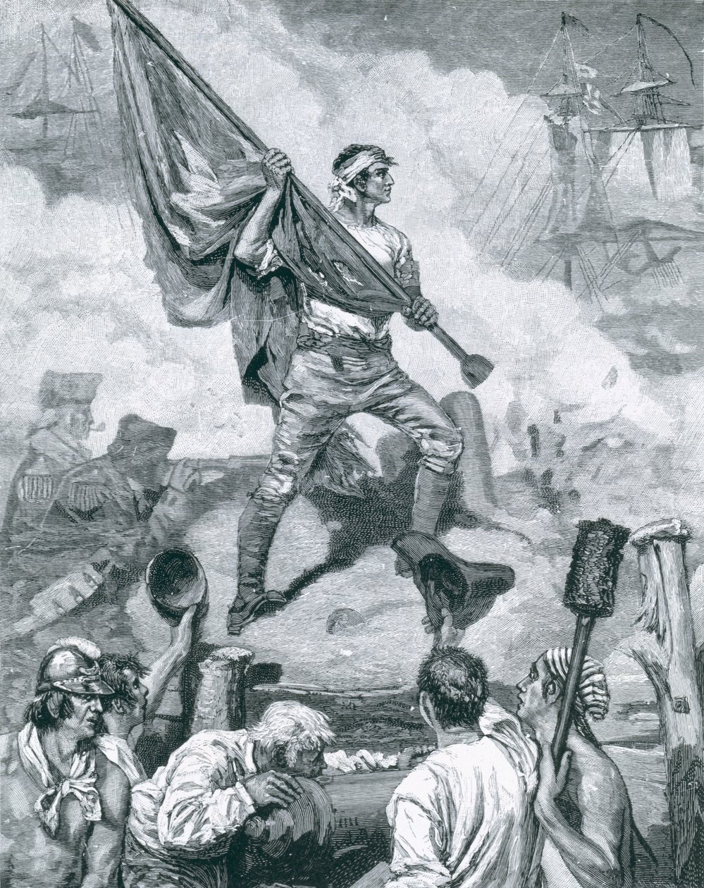 Sergent Jasper ved slaget ved Fort Moultrie, 28. juni 1776, illustration fra 
