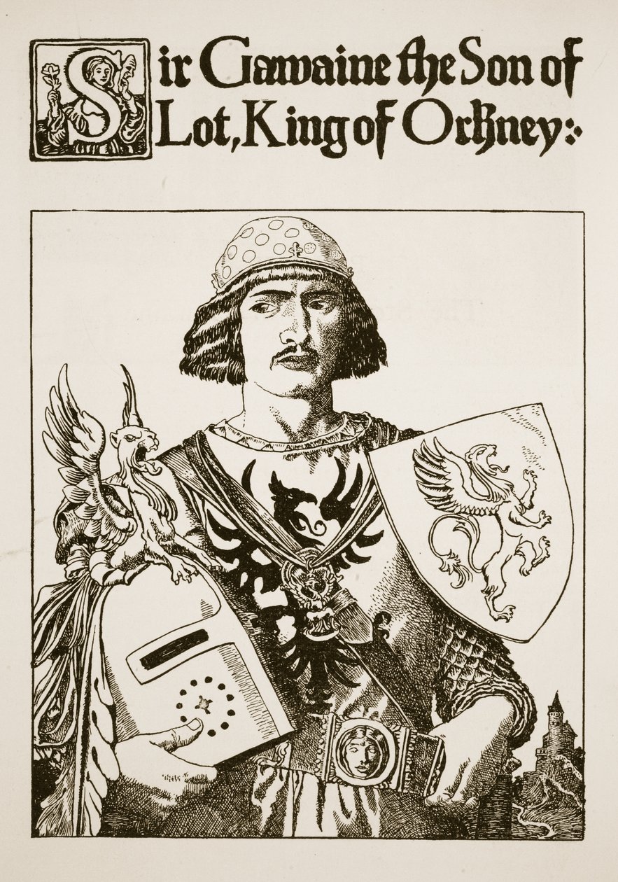 Sir Gawaine the Son of Lot, King of Orkney, illustration fra 