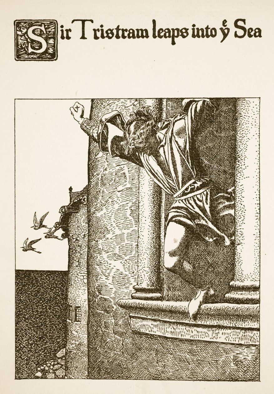 Sir Tristram springer ind i ye hav, illustration fra 