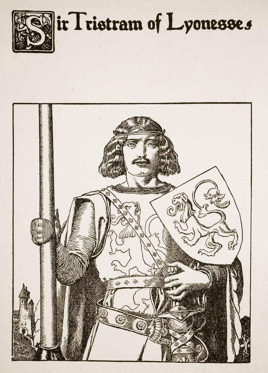 Sir Tristram af Lyonesse, illustration fra "Historien om mesterne fra det runde bord af Howard Pyle