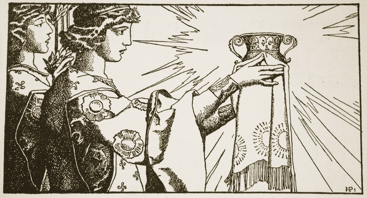 Gralen, illustration fra "Historien om mesterne fra det runde bord af Howard Pyle