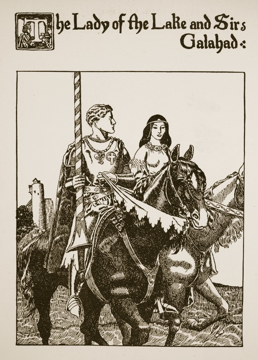 The Lady of the Lake og Sir Galahad, illustration fra 