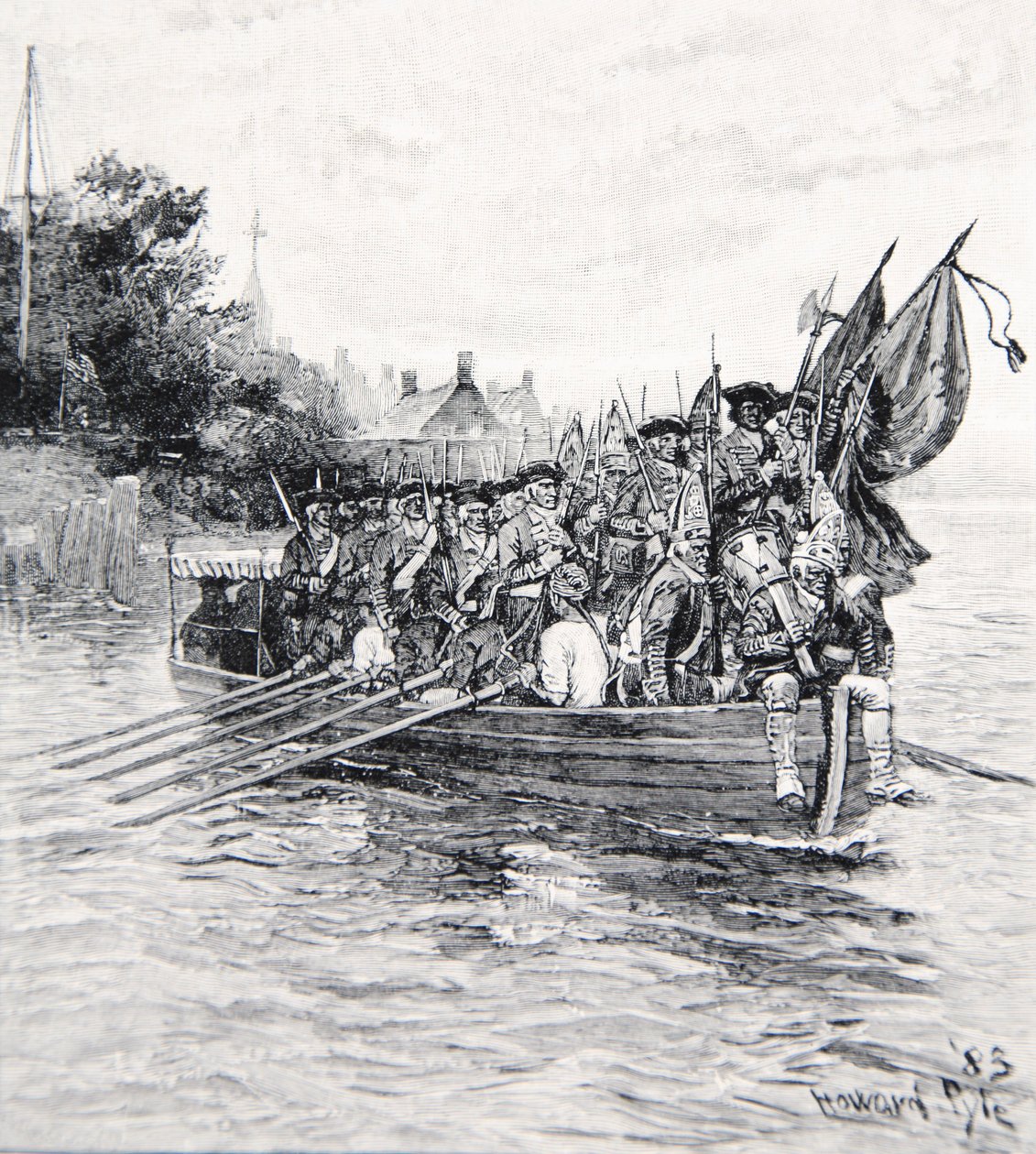 Den sidste bådladning af briterne forlader New York af Howard Pyle