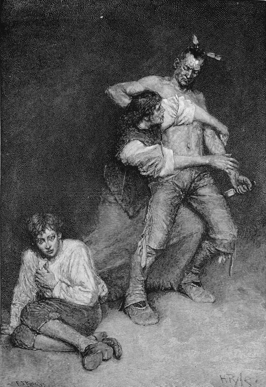 The Woman Turned Fiercely upon the Chieftain, indgraveret af Francis Scott King, illustration fra 