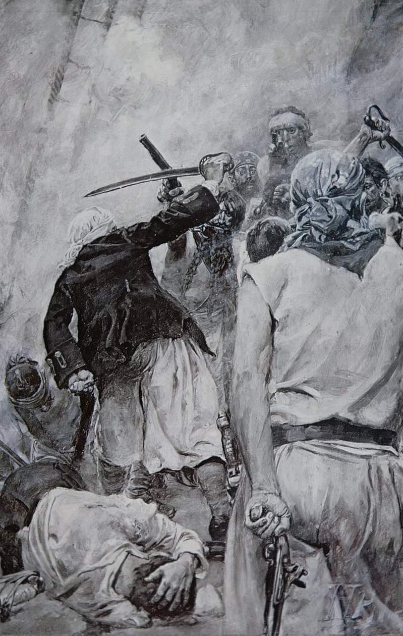 En piratkamp (litho) af Howard (after) Pyle