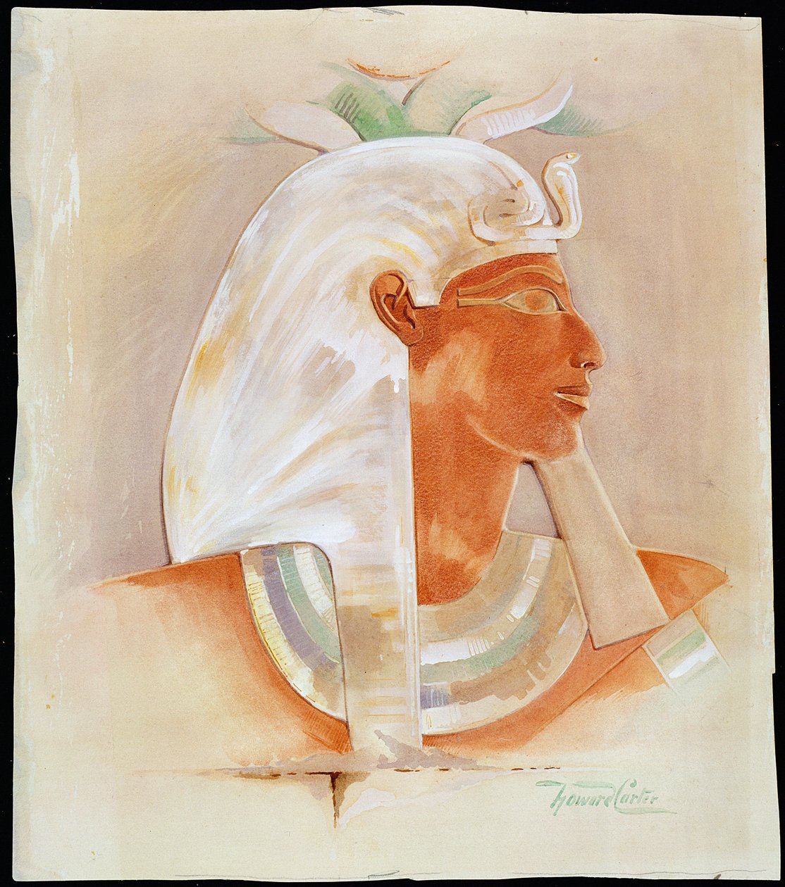 Leder af den gamle egyptiske dronning Makare Hatshepsut, c begyndelsen af det 20. århundrede af Howard Carter