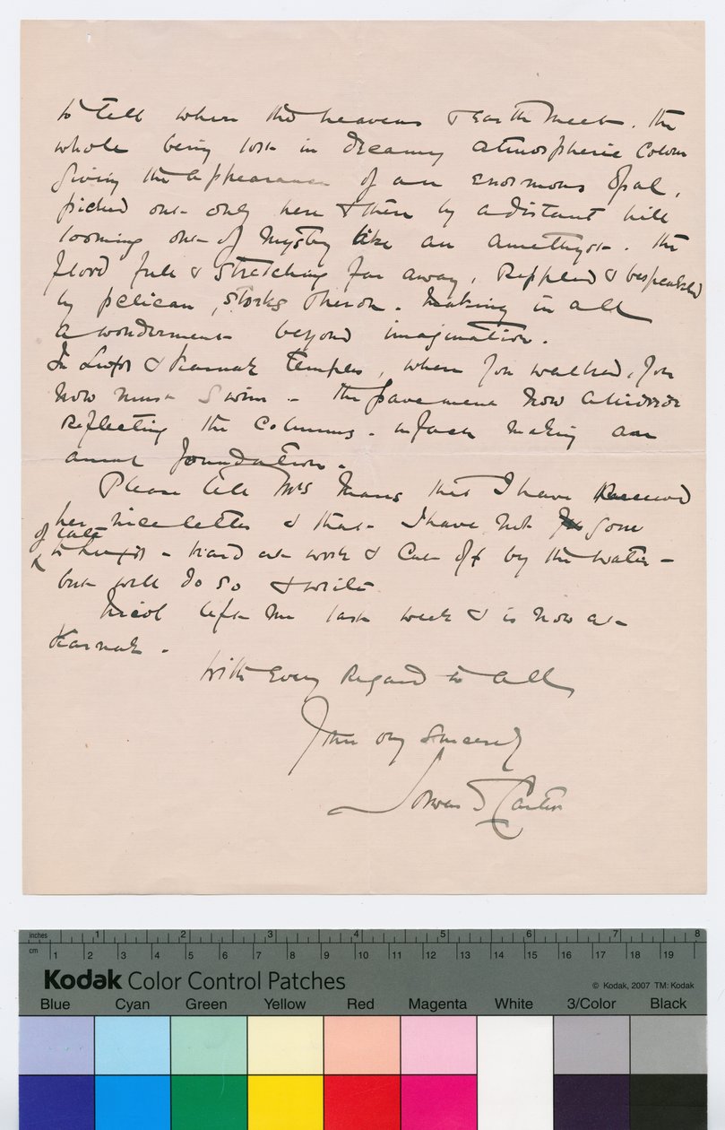 Side 2 af et brev fra Howard Carter til Kingsmill Marrs, 25. oktober 1908 (pen og blæk på papir) af Howard Carter