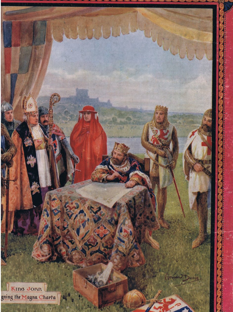 Kong John underskriver Magna Carta, illustration fra 
