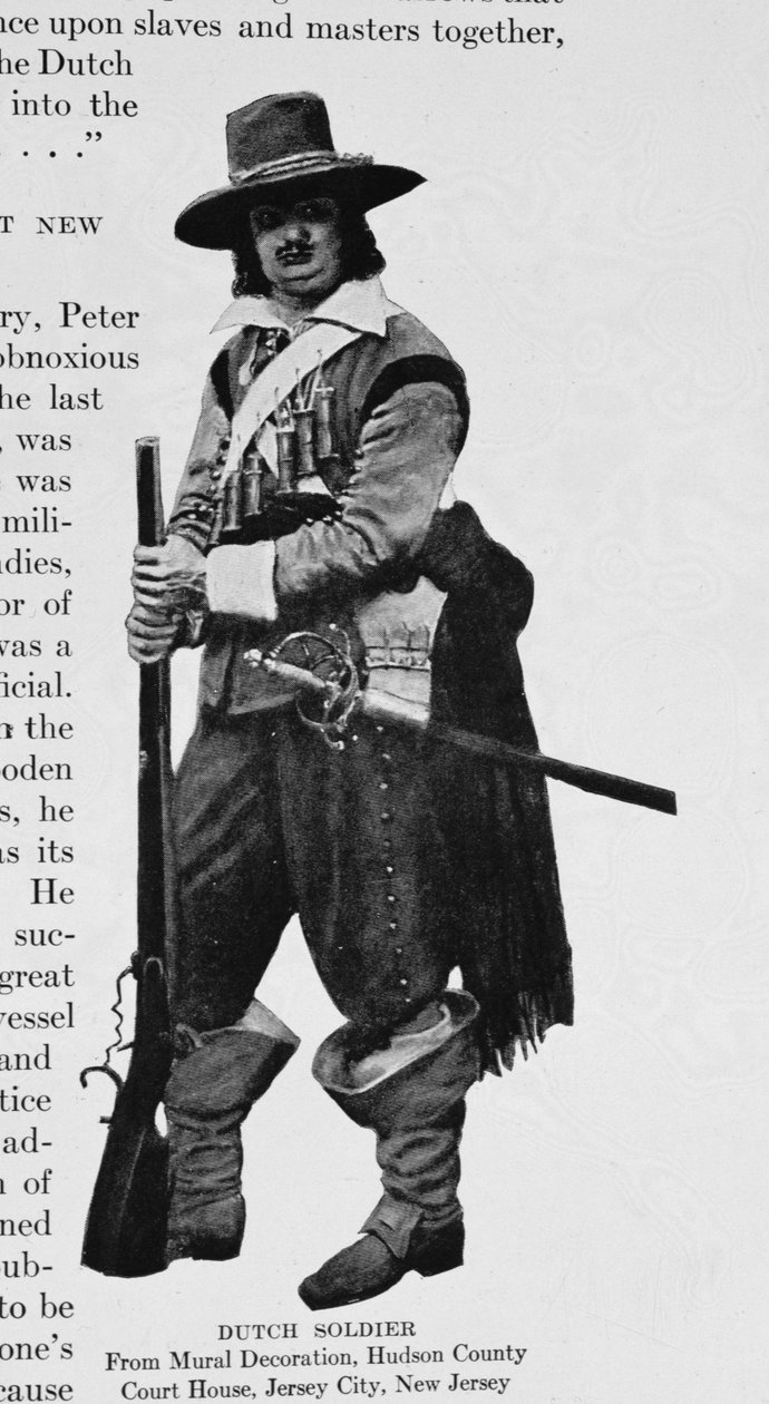 En hollandsk soldat fra vægmaleriet i Hudson County Court House, Jersey City, New Jersey af Howard Pyle