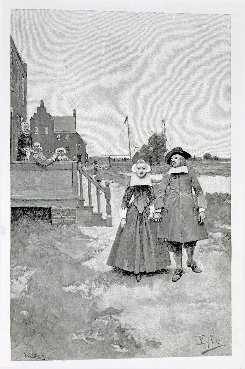 Langs kanalen på Old Manhattan, illustration fra 