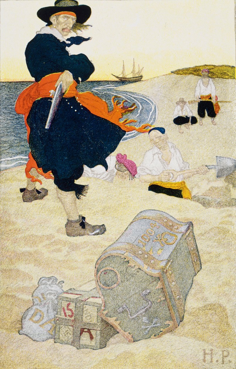 Buried Treasure, begyndelsen af det 20. århundrede (bogillustration) af Howard Pyle