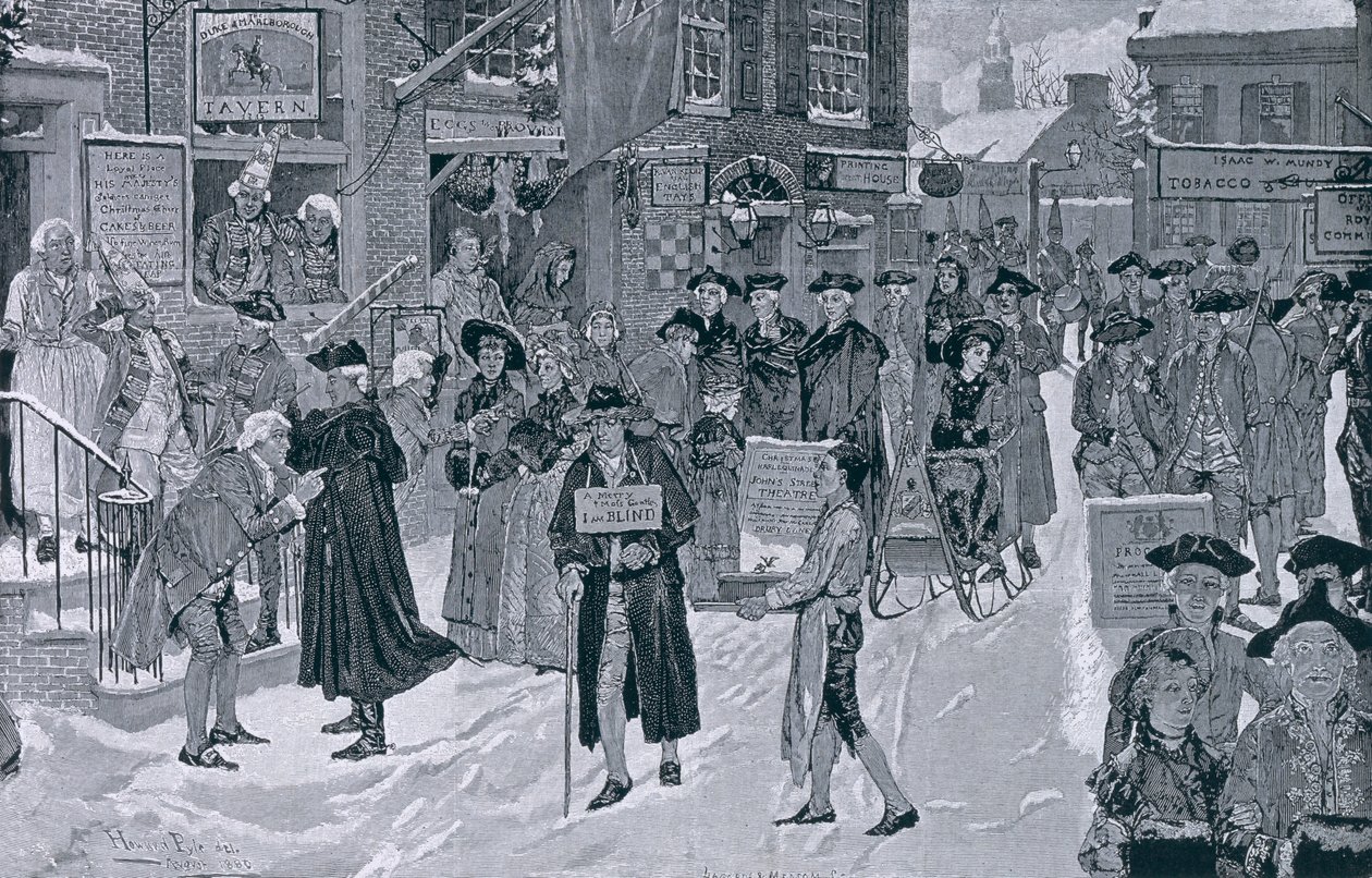 Christmas Morning in Old New York Before the Revolution, illustration fra Harper
