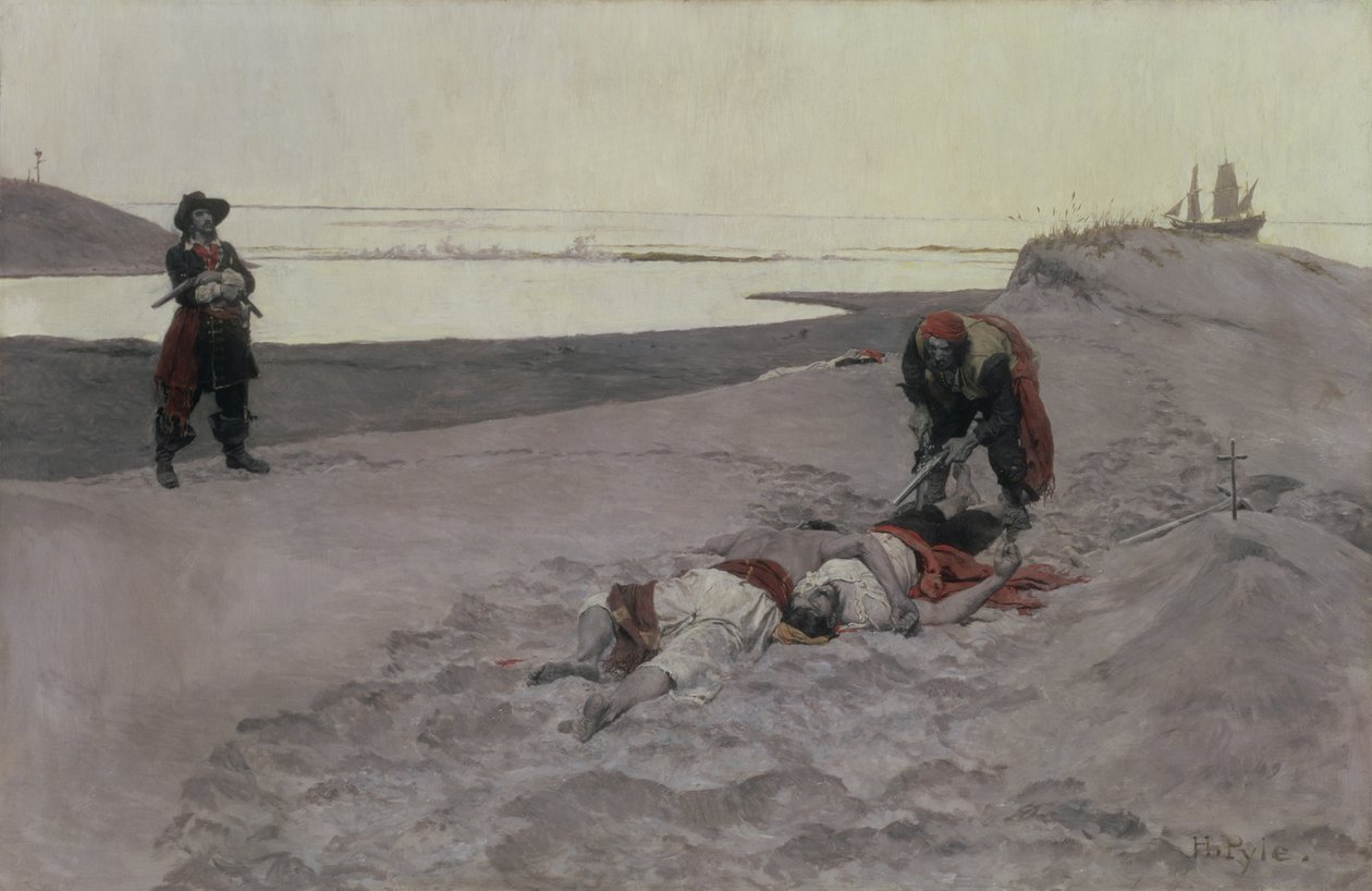 Døde mænd fortæller ingen historier, 1899 (olie på lærred en grisaille) af Howard Pyle