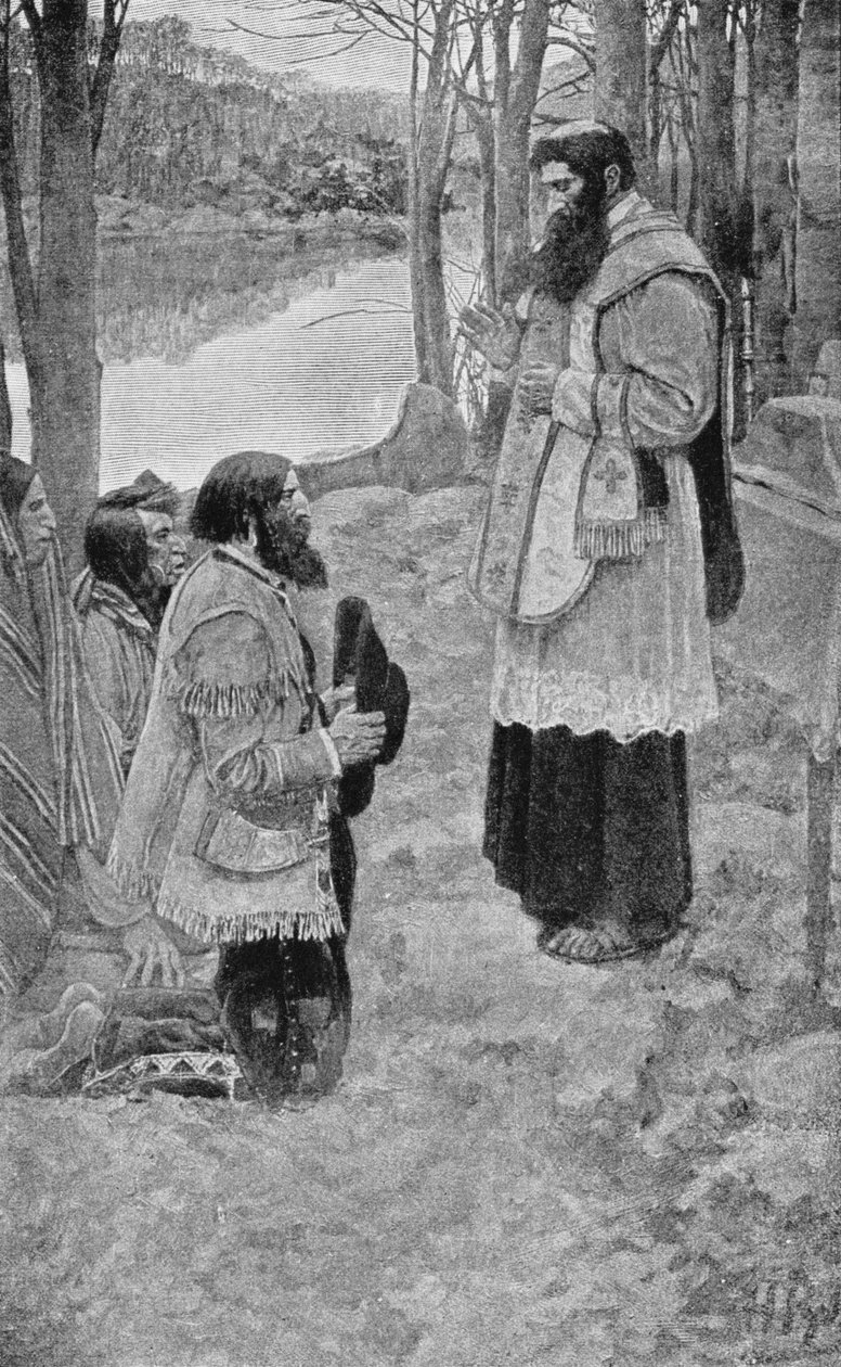 Fader Hennepin fejrer messe, illustration fra 