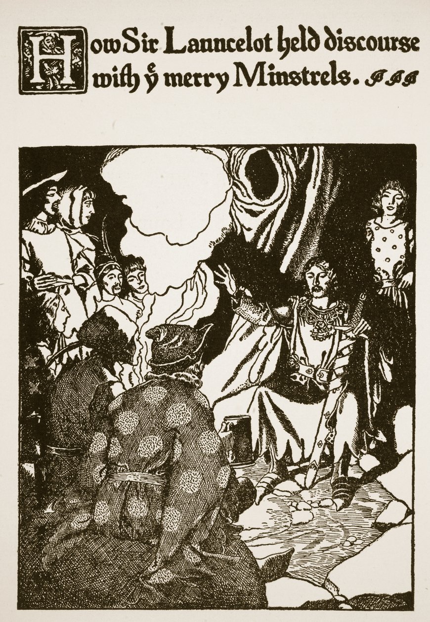 Hvordan Sir Launcelot holdt diskurs med ye Merry Minstrels, illustration fra 