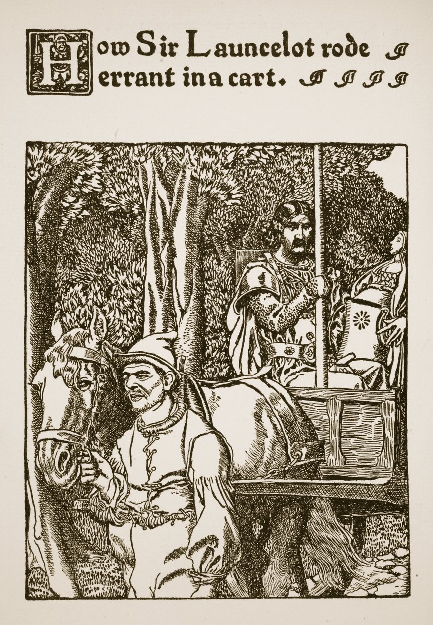 Hvordan Sir Launcelot red vildfarent i en vogn, illustration fra 
