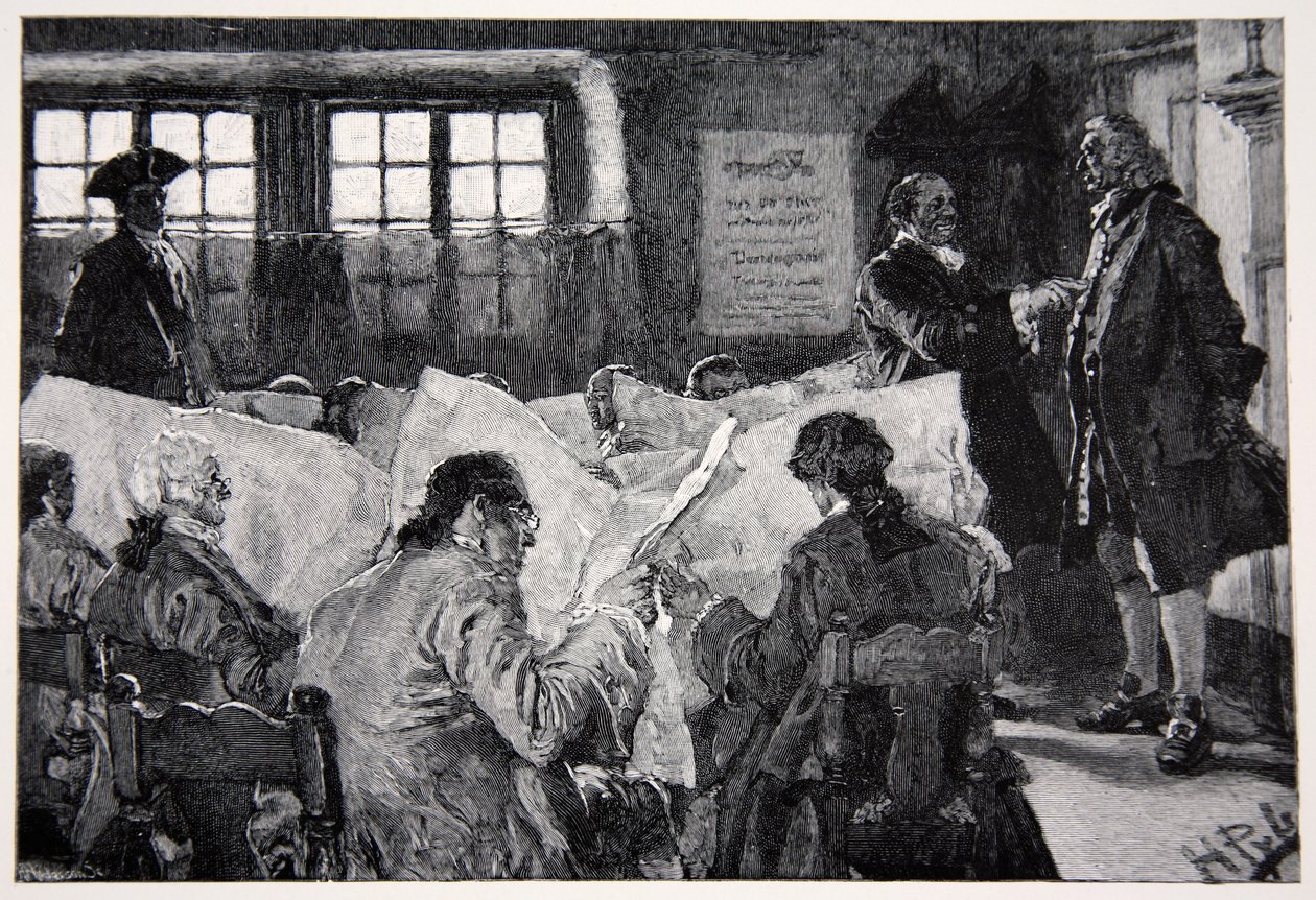 I læsesalen i et kaffehus i New York af Howard Pyle