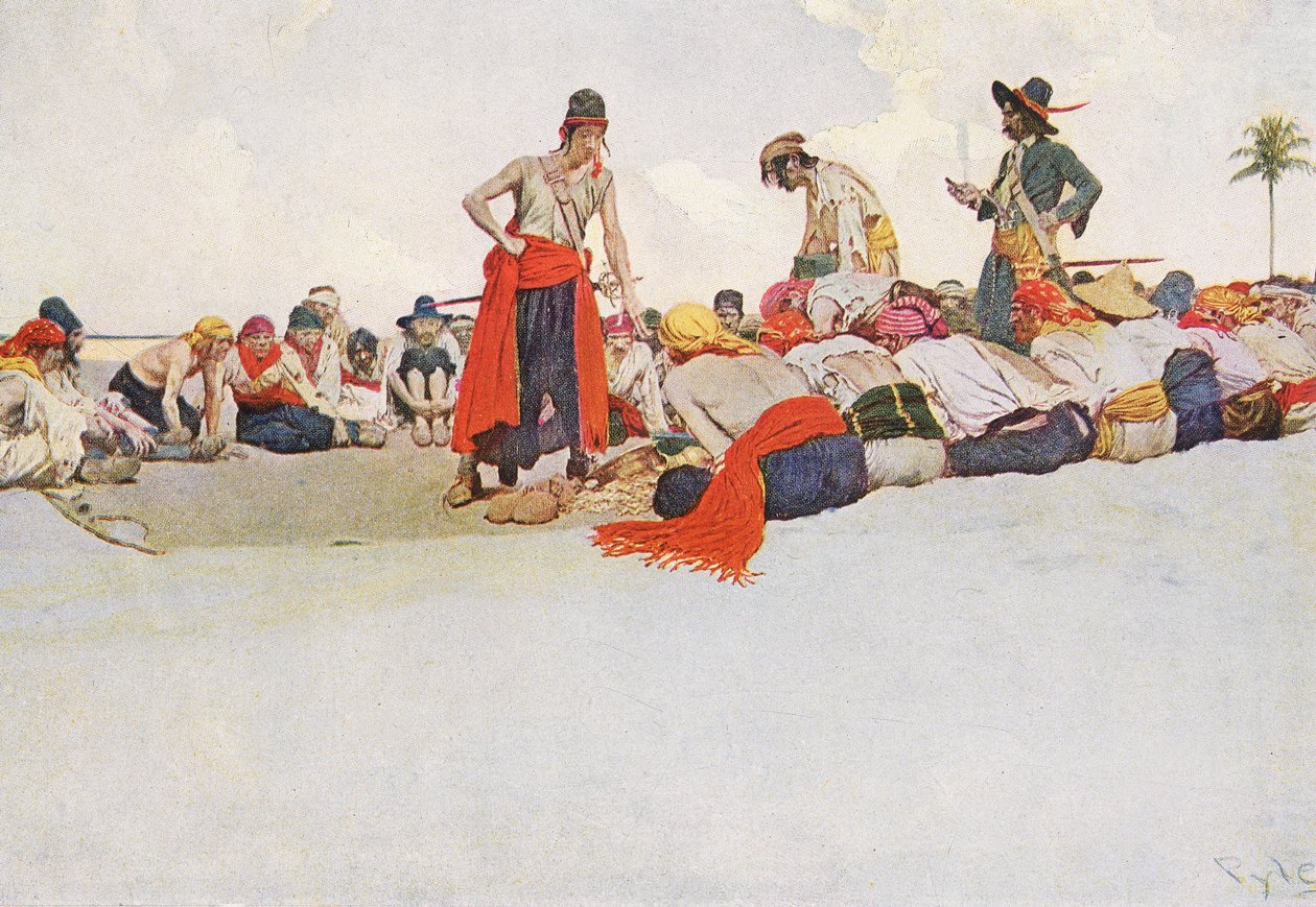 Så blev skatten delt, begyndelsen af det 20. århundrede (bogillustration) af Howard Pyle