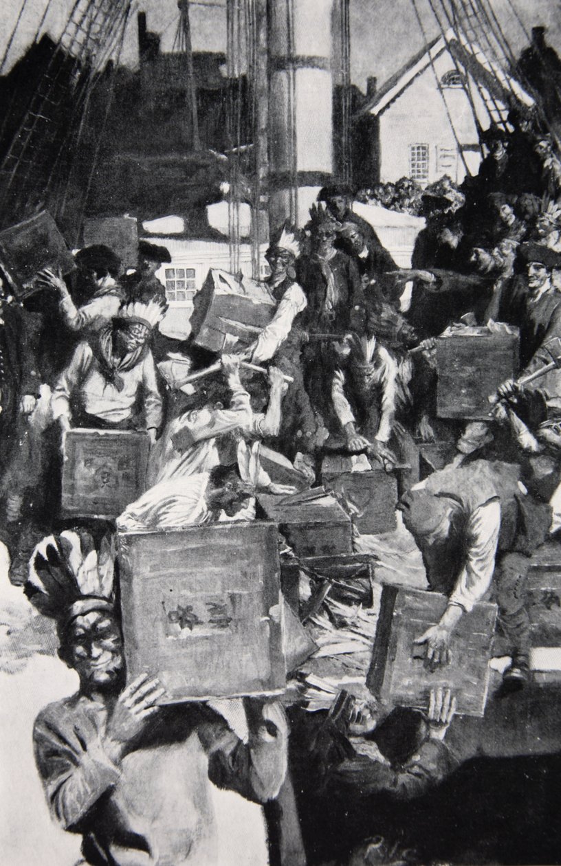 The Boston Tea Party, illustration fra Harper