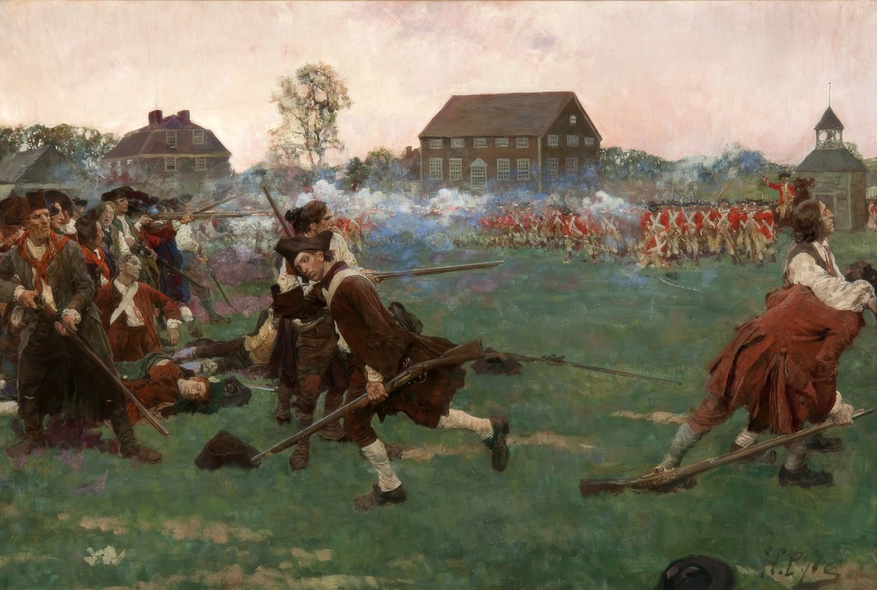 Kampen på Lexington Common, 19. april 1775 af Howard Pyle