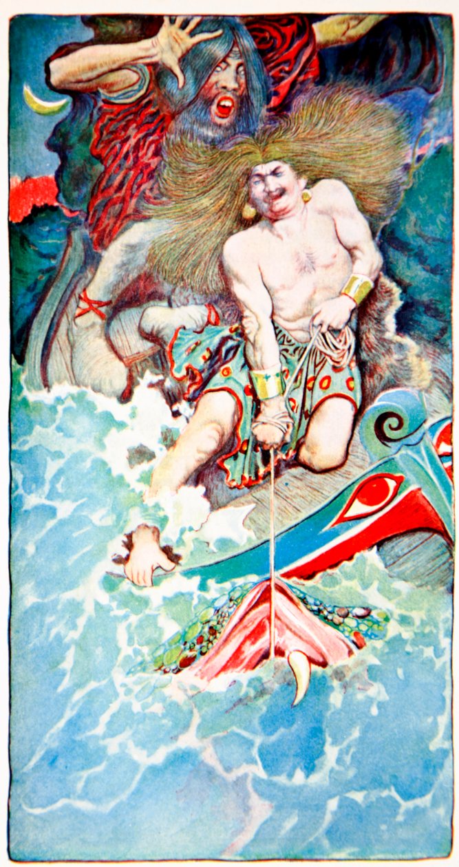 The Fishing of Thor and Hymir, fra Folk Legends of the Sea, Harpers Magazine, 1902 af Howard Pyle