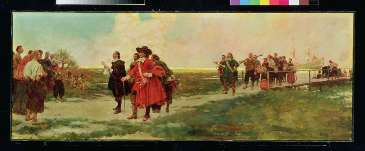 The Landing of Carteret i New Jersey (olie på lærred) af Howard Pyle
