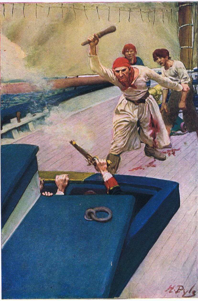 Den rigtige kamp begyndte fra Howard Pyles Book of Pirates udgivet af Harper & Bros, 1921 af Howard Pyle