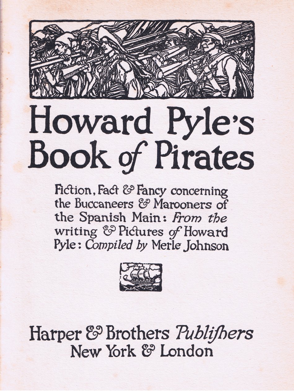 Titelside fra Howard Pyles Book of Pirates udgivet af Harper & Bros, 1921 af Howard Pyle