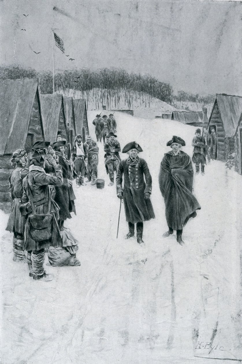 Washington og Steuben ved Valley Forge, illustration fra 