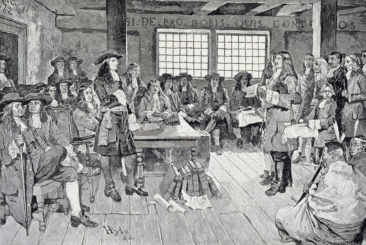 William Penn i konference med kolonisterne, illustration fra pubben 