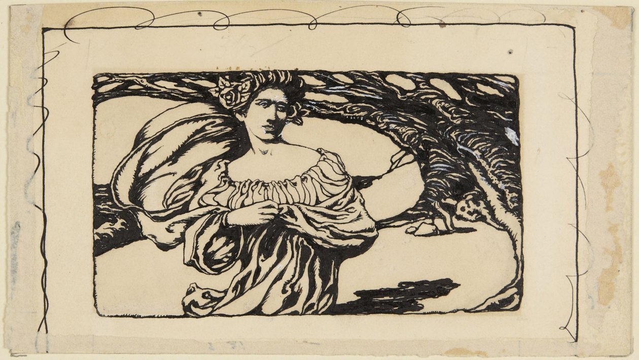 Kvinde og træ, illustration til Horats af Howard Pyle