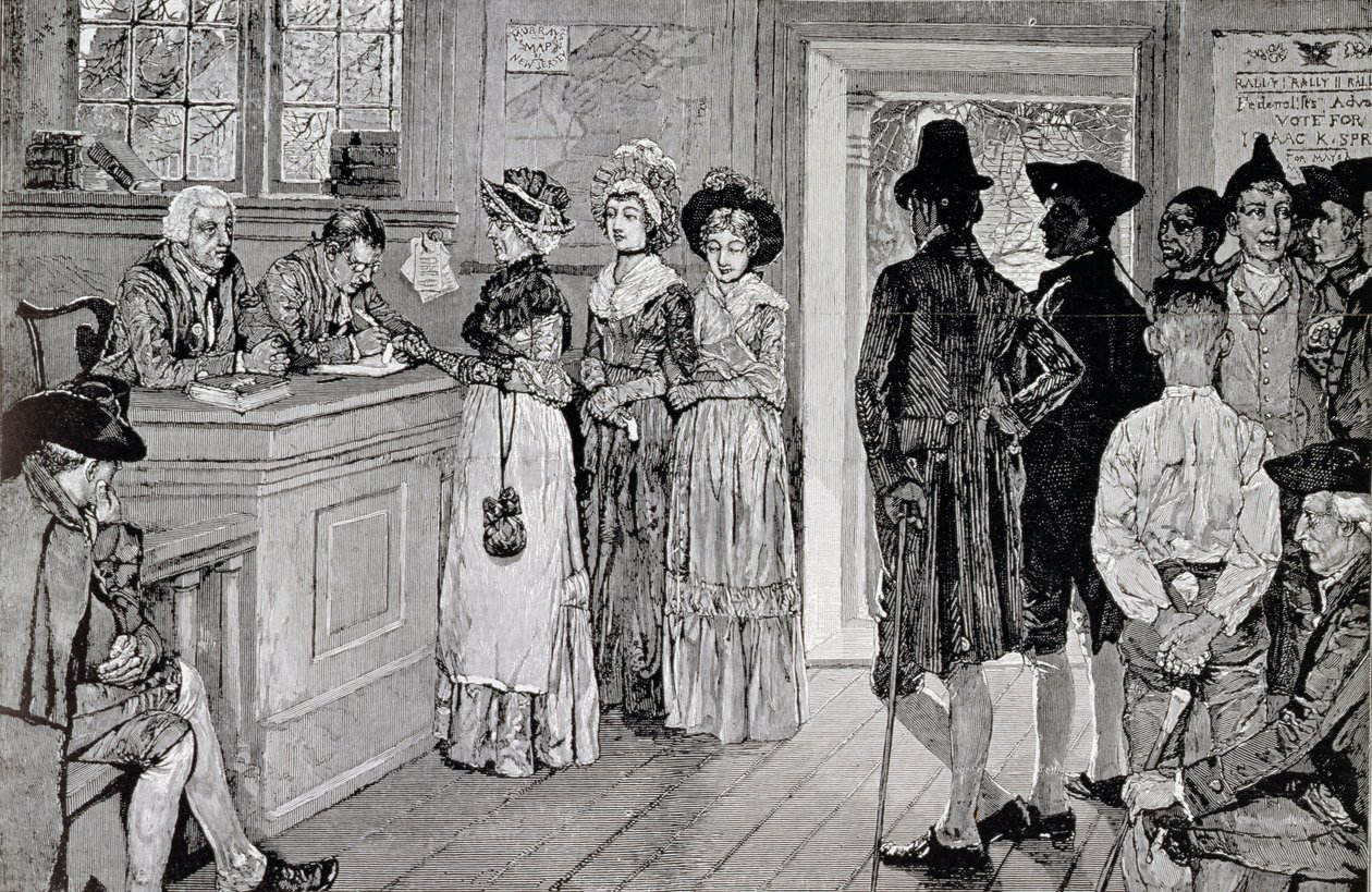 Kvinder ved afstemningen i New Jersey, illustration fra 