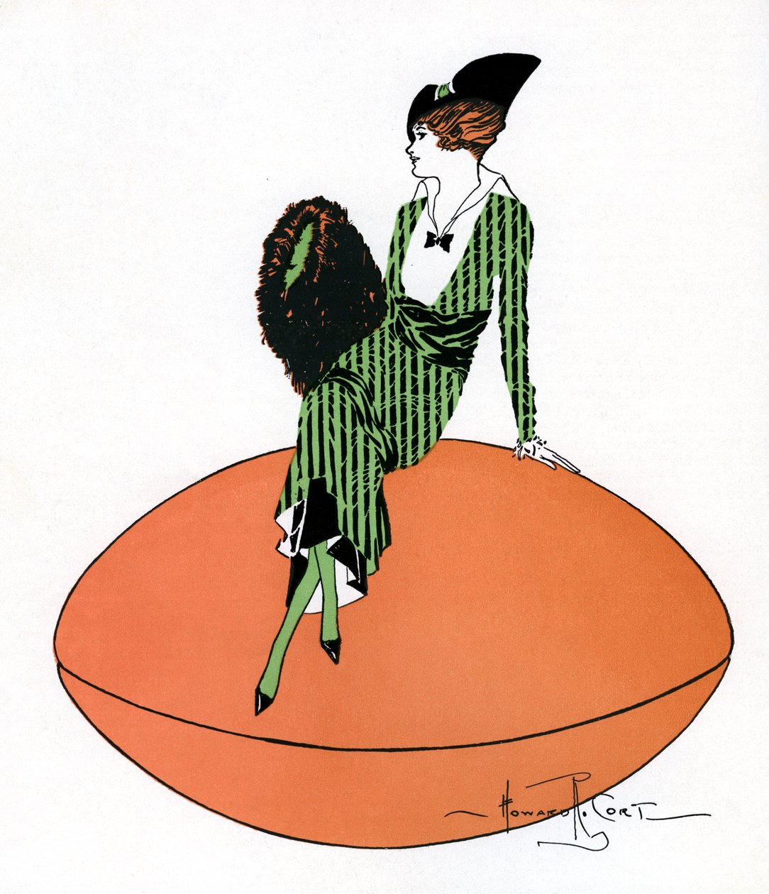 Vintage illustration af flap sidder på kæmpe fodbold af Howard R. Cort