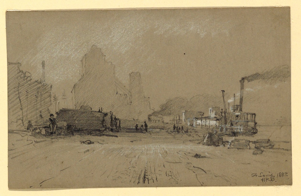 Tegning, Ved Mississippi i St. Louis, 1887 af Howard Russell Butler