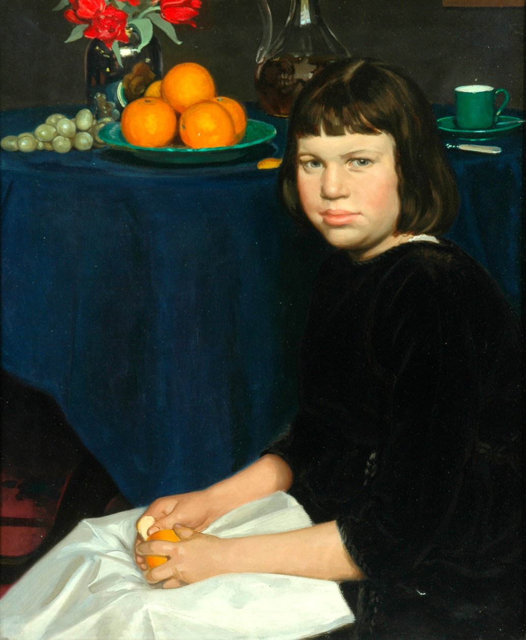 Julie med appelsinerne (olie på lærred) af Howard Somerville