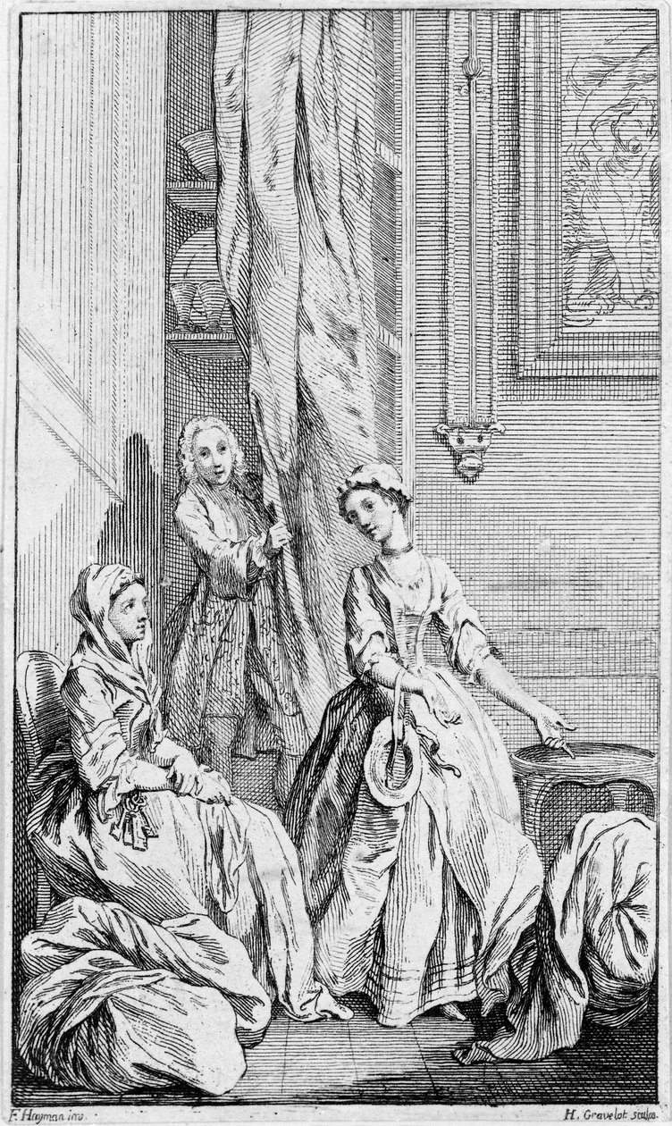 Illustration til "Pamela", af Samuel Richardson, 1742 af Hubert Francois Gravelot