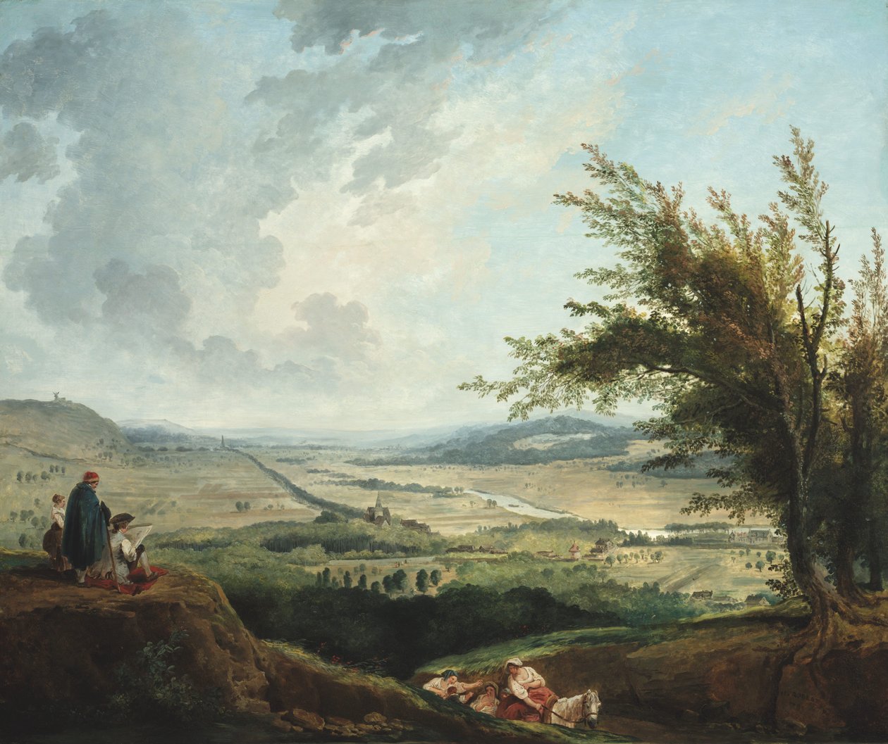 Et omfattende landskab nær Paris af Hubert Robert