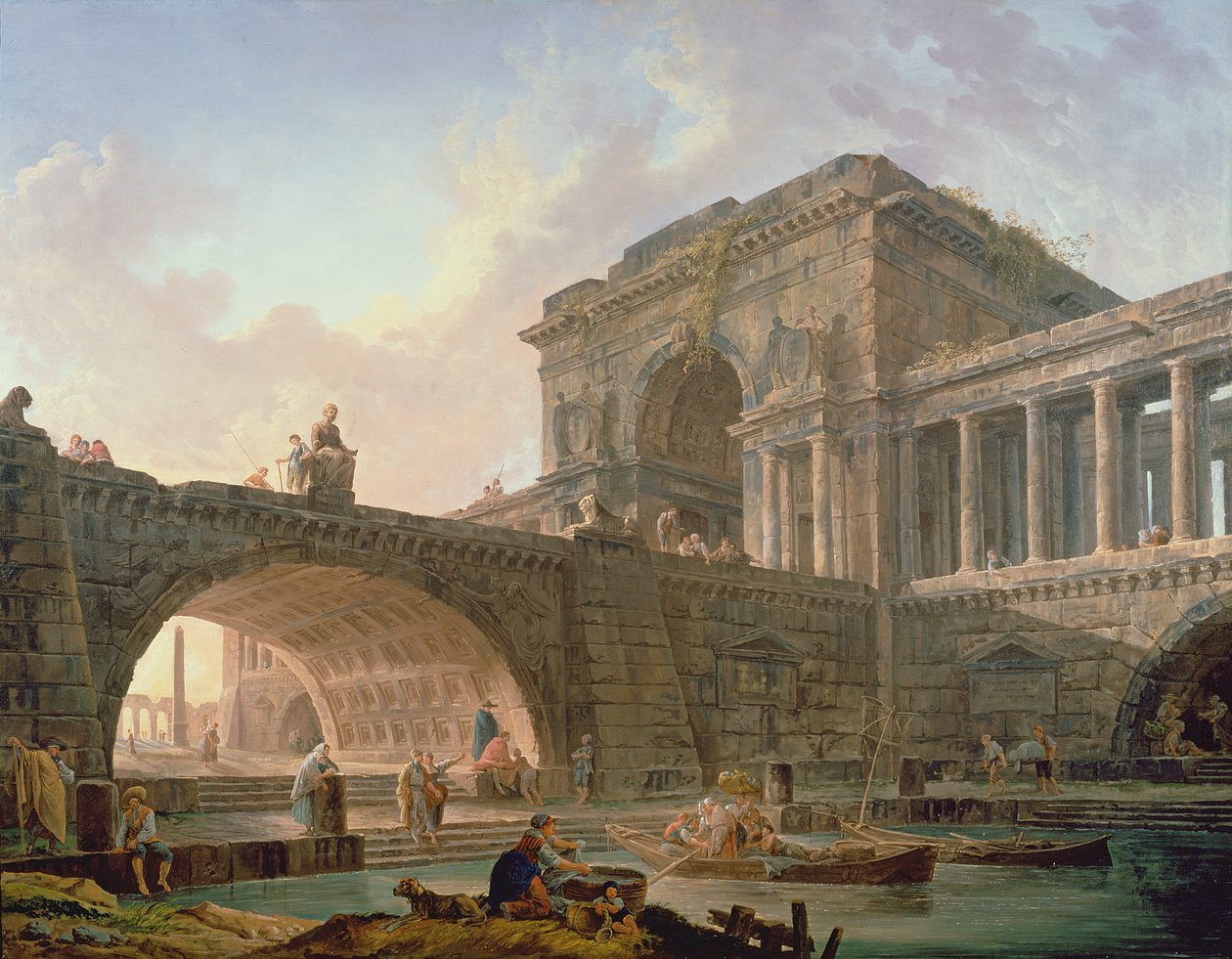 Arkitektonisk capriccio af Hubert Robert