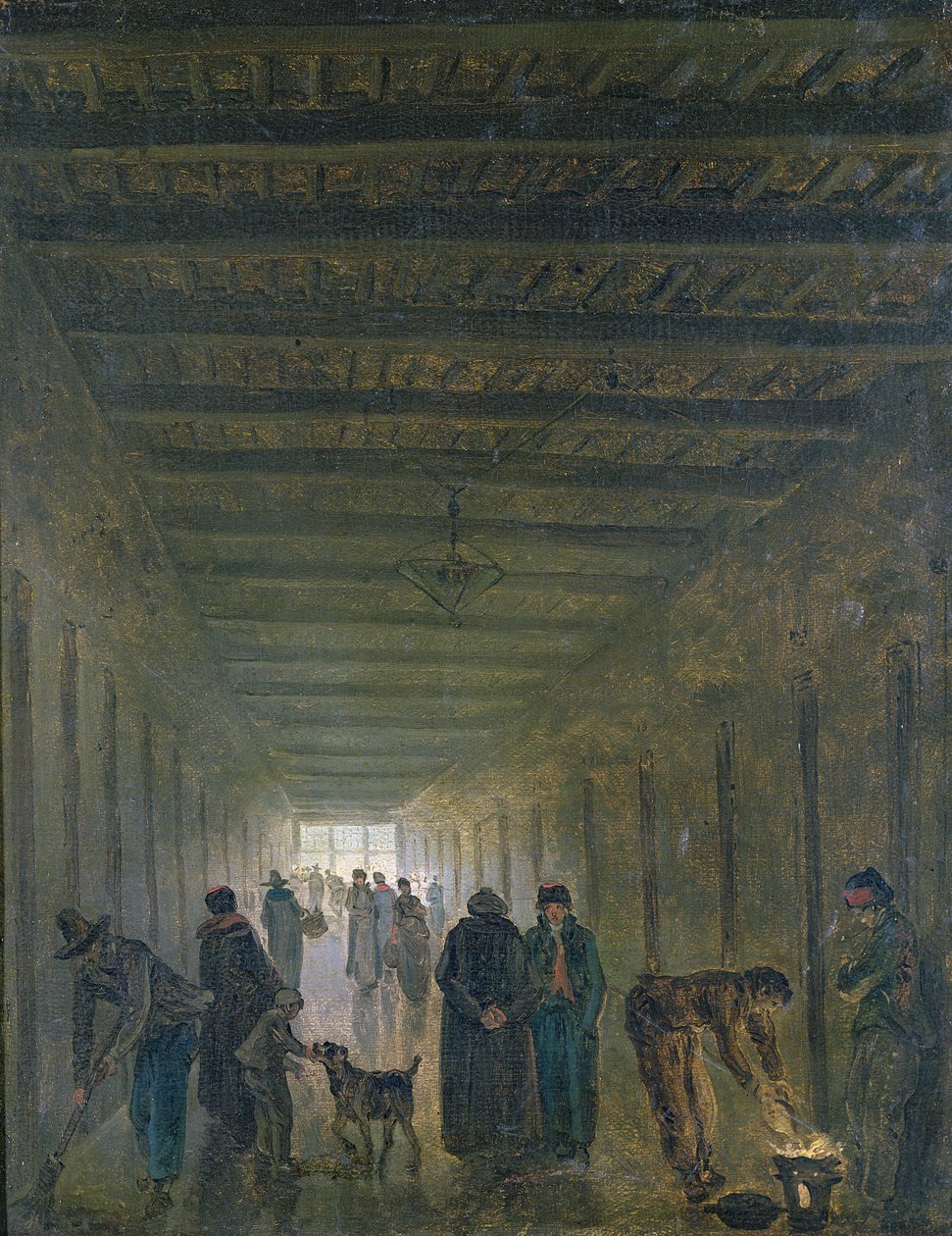 Saint-Lazare-fængslets korridor i 1793 af Hubert Robert
