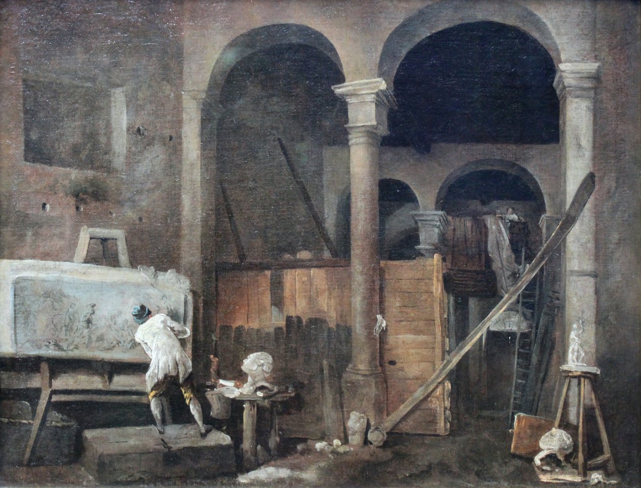 Kunstnerens atelier af Hubert Robert