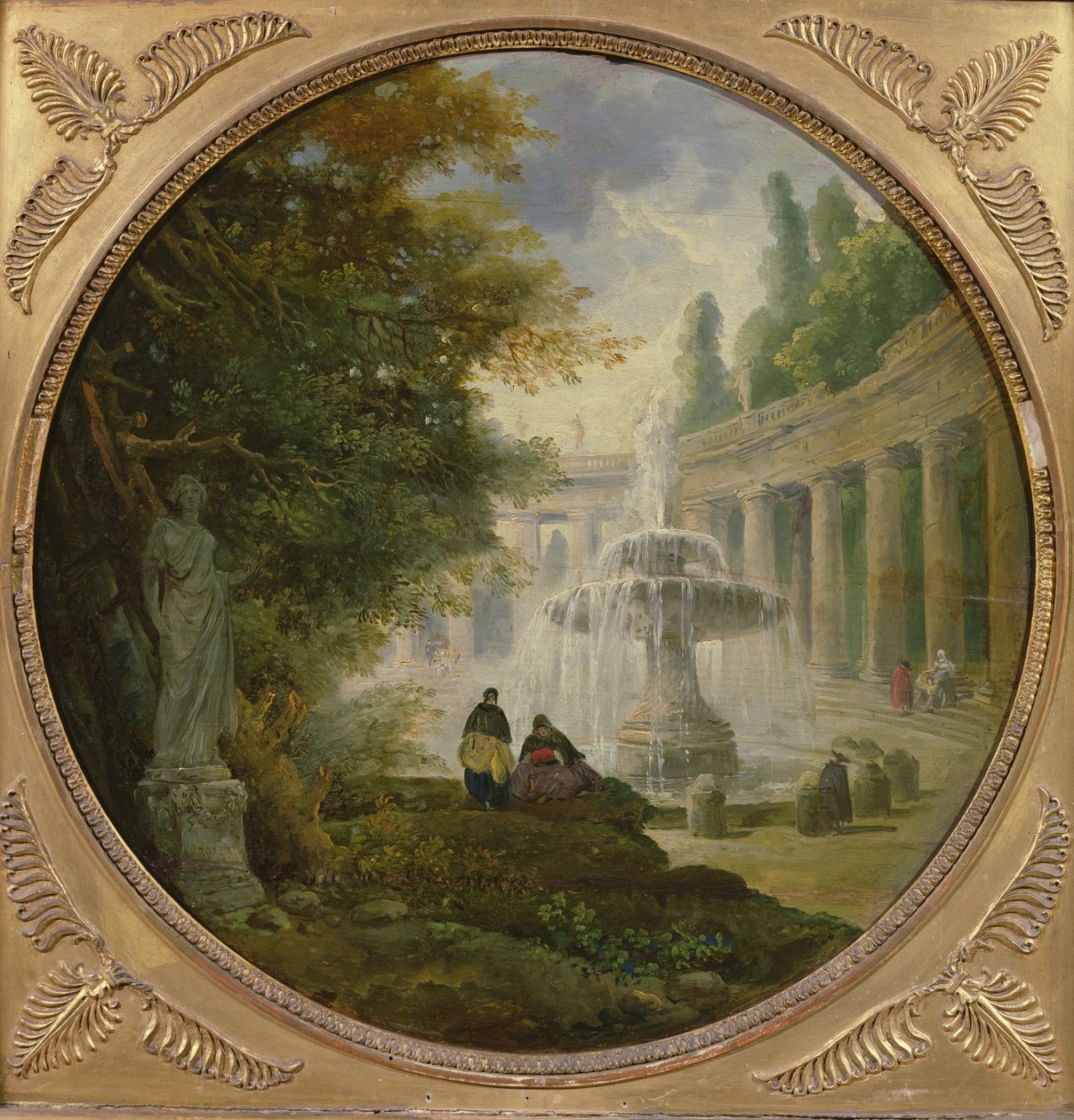Springvand i en park, ca. 1762-65 af Hubert Robert