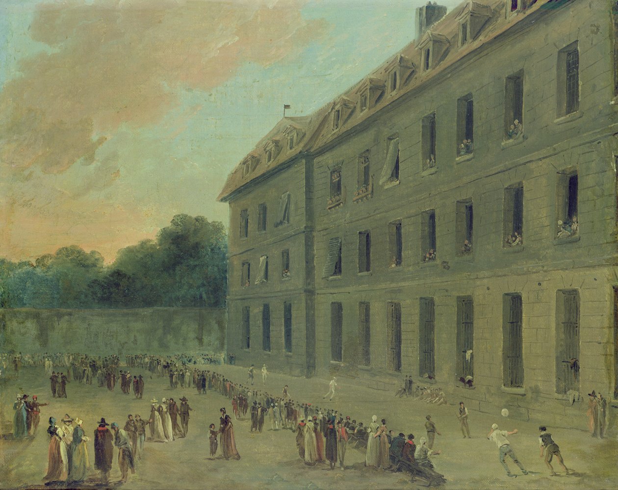 Rekreation i Saint-Lazare-fængslet af Hubert Robert
