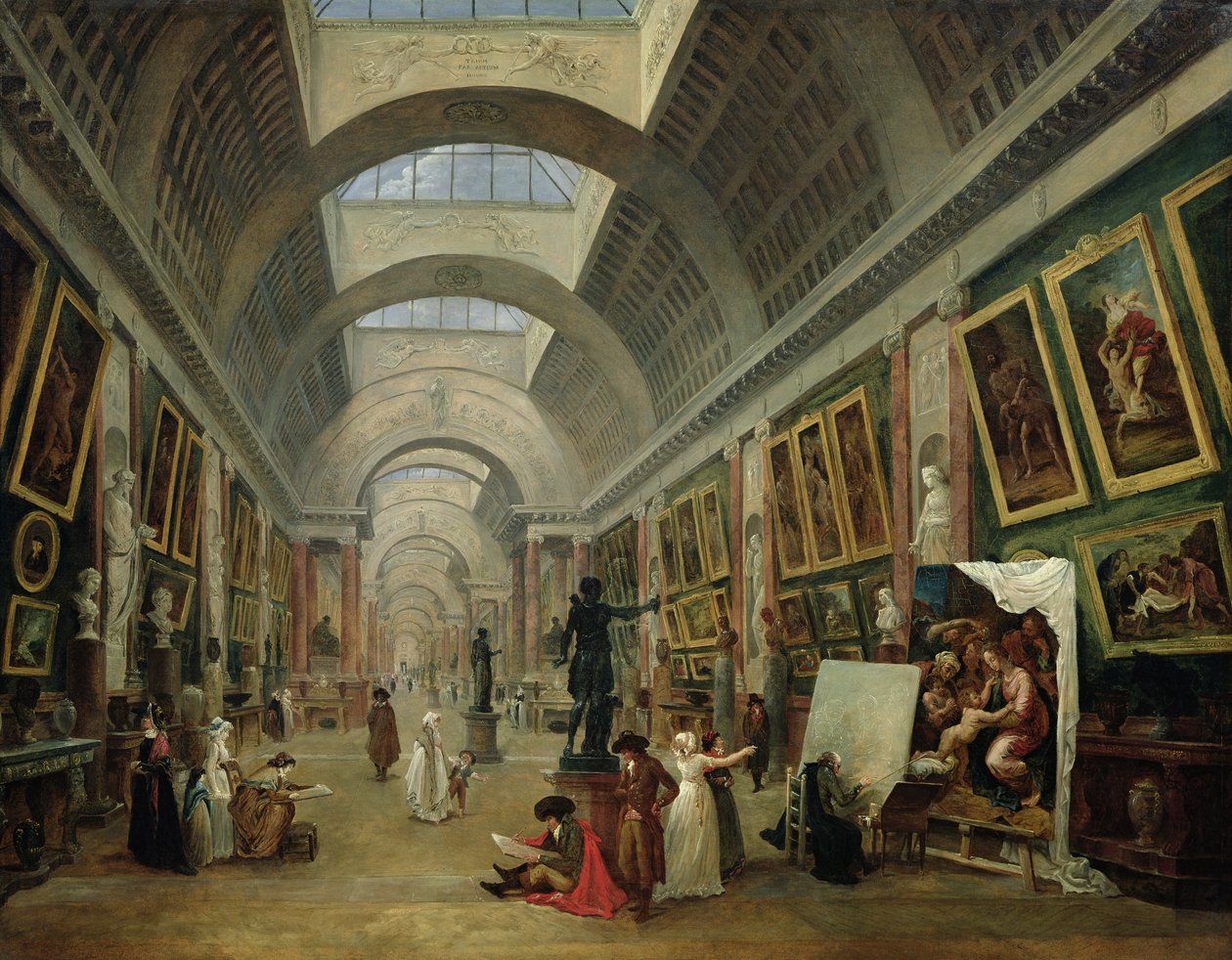 Udsigt over det store galleri i Louvre, 1796 af Hubert Robert