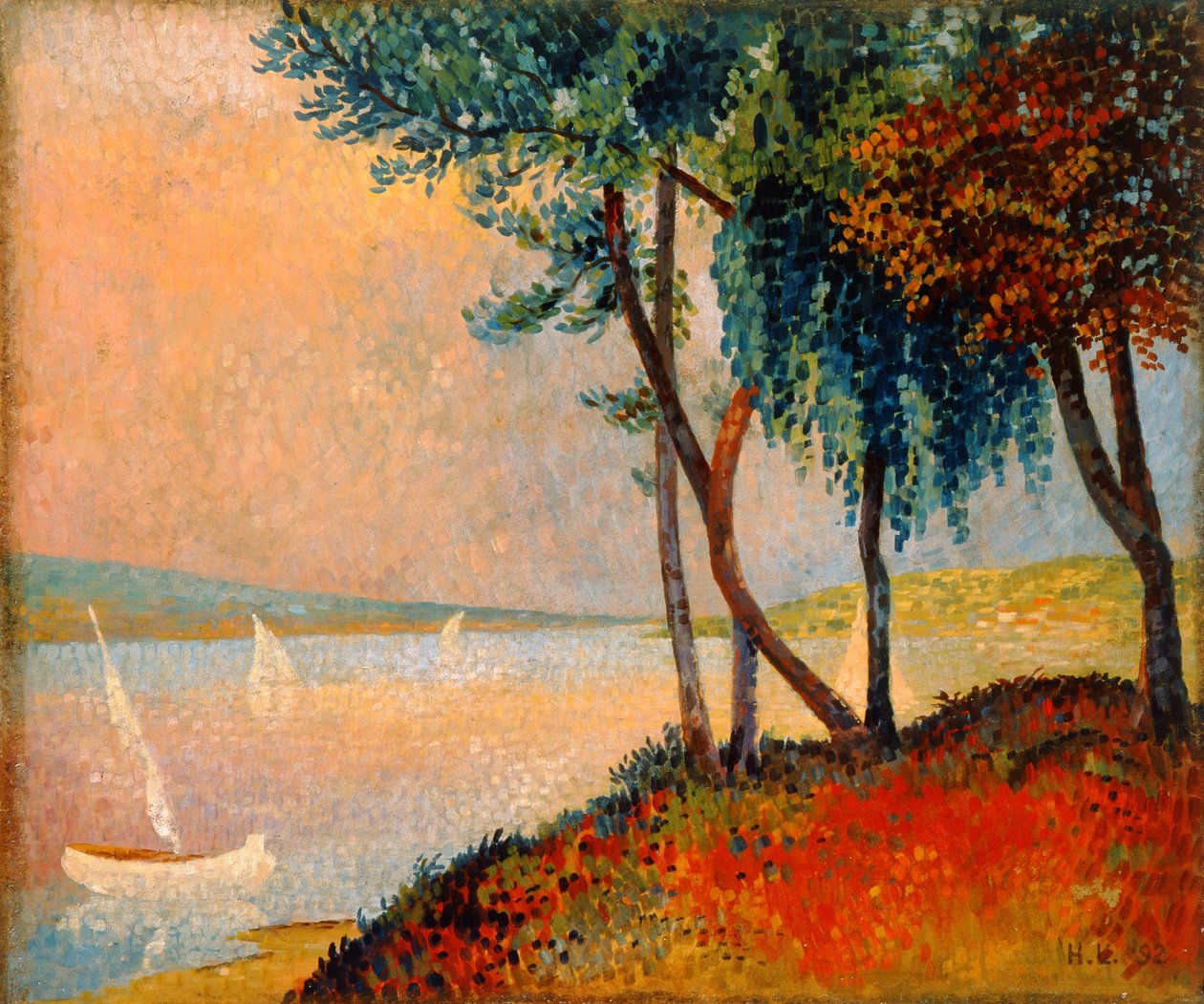 Udkanten af St. Tropez, 1892 (olie på kort) af Hubert de la Rochefoucauld