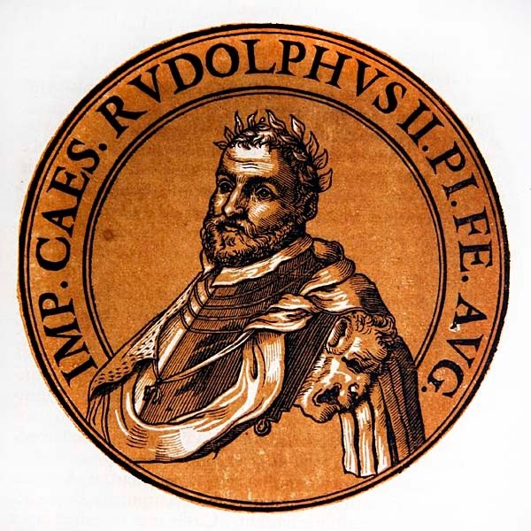 Medaljonportræt af Rudolph II, hellig romersk kejser af Hubert (after) Goltzius