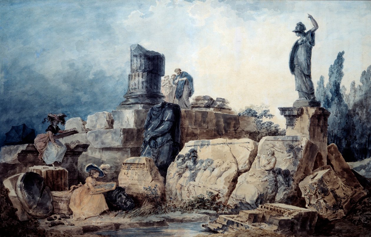 Tegnerne. Tegning efter Hubert Robert (1733-1808) af Hubert (after) Robert