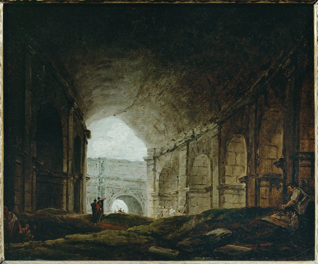 Det indre af Colosseum, Rom ... af Hubert (circle of) Robert